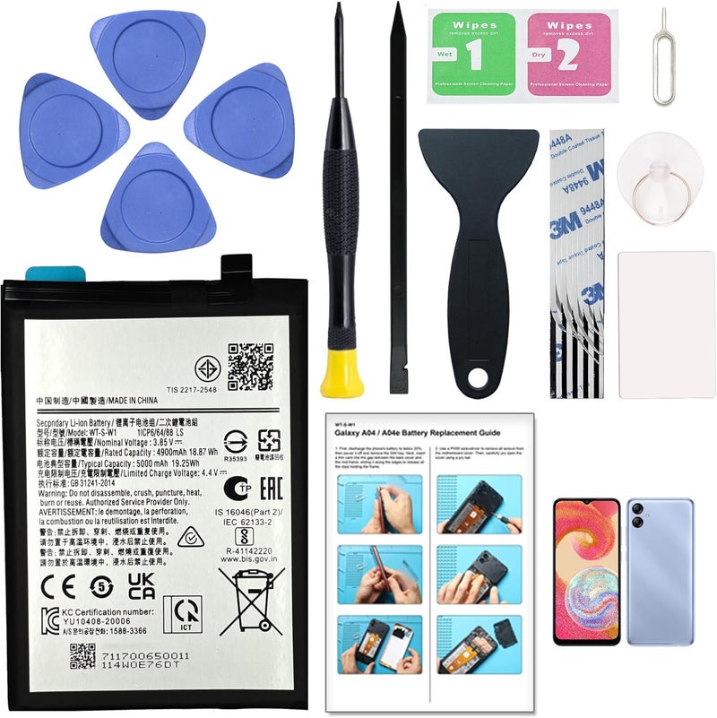 MAXSHARKS for Galaxy A04 / A04e Battery Replacement Kit, High-Capacity Li-ion Battery for WT-S-W1, with Toolkit & Manual - Image 1